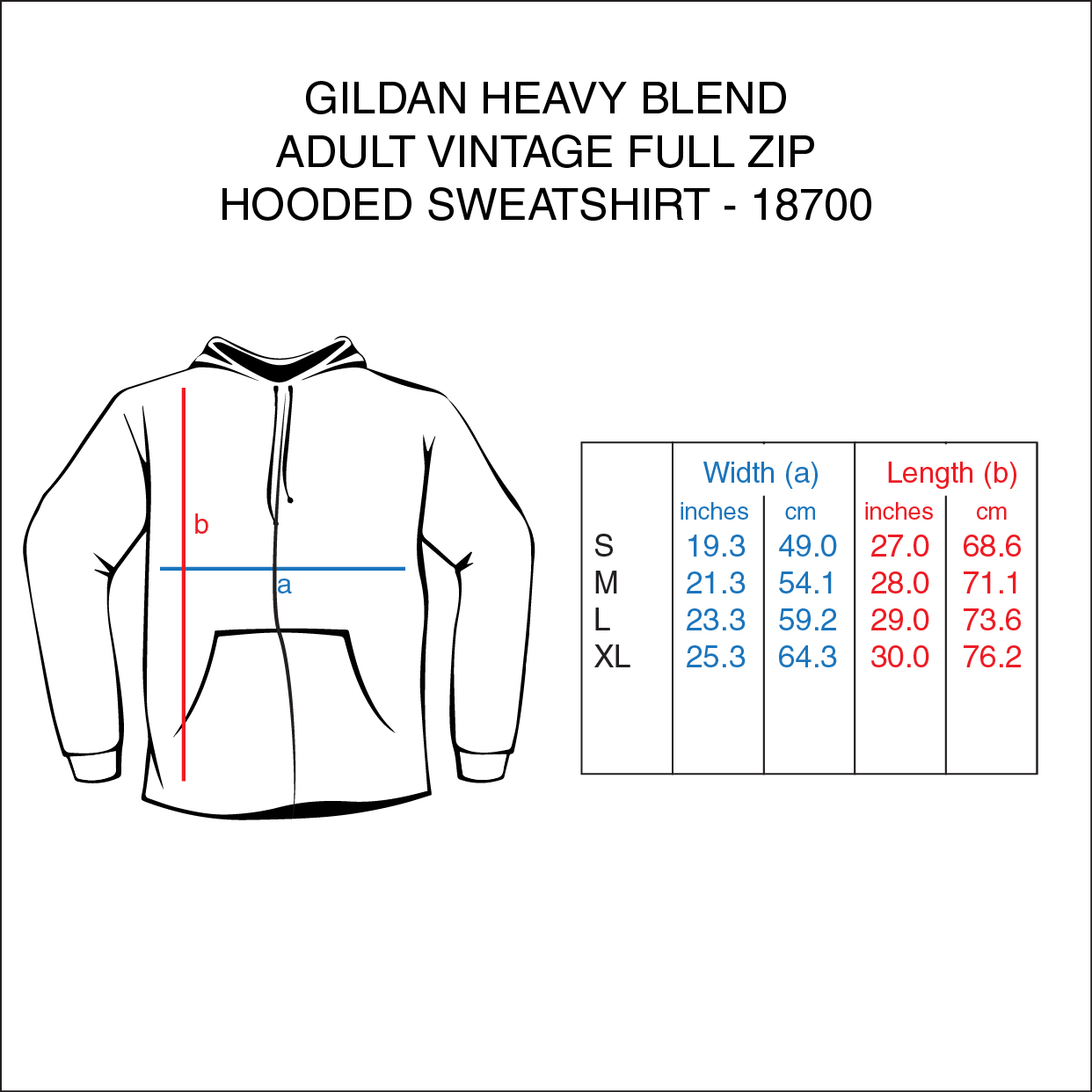 gildan pullover hoodie size chart